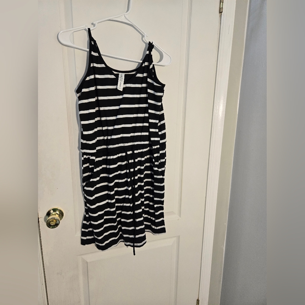 Amazon Black and White Striped Mini Dress